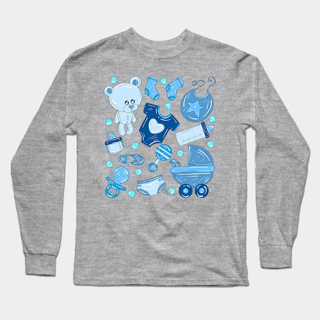 Blue Baby Nursery Long Sleeve T-Shirt by missmann